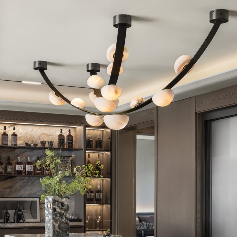 Дизайнерски LED полилей метален колан и камък DS - 80232
